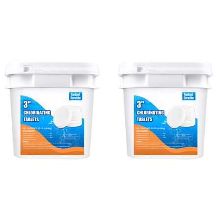 Haviland Durachlor 20 Pounds 3" Stabilized Chlorine Tabs for Swimming Pools, Hot Tubs, and Spas, Slow Dissolving, Chlorinating Tablets - 10 Pounds 2 Packs
