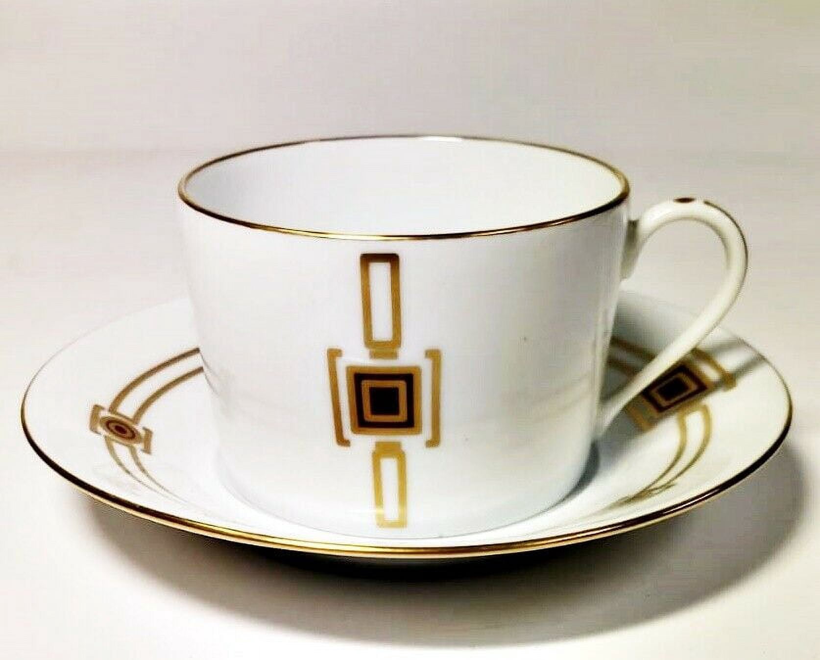 Haviland Limoges Cabochon Gold Flat Cup & Saucer Set