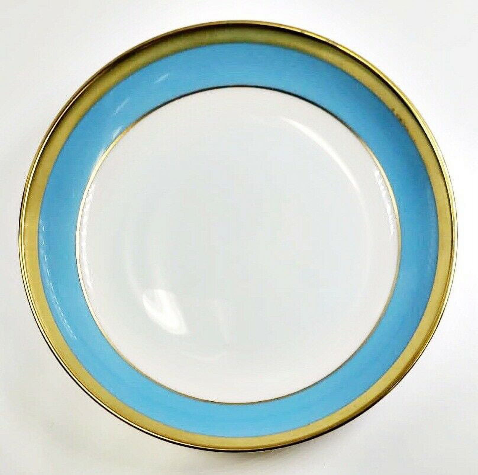 Haviland Limoges Laque De Chine Gold Rim Bleu Ciel Coupe Soup Bowl, 7