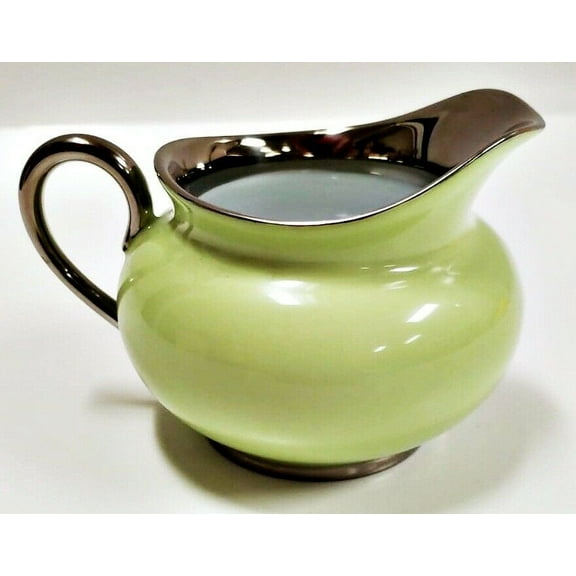 Haviland Limoges Laque De Chine Platinum Rim - Pistache Creamer, Holds 6oz