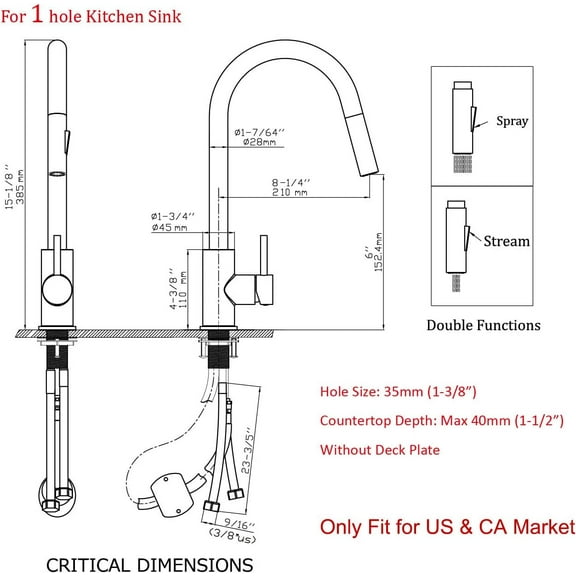 Havin Gold Kitchen Faucet with Pull Down Sprayer, High Arc Stainless Steel Material, with cUPC Ceramic Cartridge,Without Deck Plate,Fit for 1 Hole Kitchen Sink or Laundry Sink,Brushed Gold,HV501G