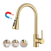 Havin Gold Kitchen Faucet with Pull Down Sprayer, High Arc Stainless Steel Material, with cUPC Ceramic Cartridge,Without Deck Plate,Fit for 1 Hole Kitchen Sink or Laundry Sink,Brushed Gold