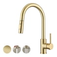 thumbnail image 1 of Havin Gold Kitchen Faucet with Pull Down Sprayer, High Arc Stainless Steel Material, with cUPC Ceramic Cartridge,Without Deck Plate,Fit for 1 Hole Kitchen Sink or Laundry Sink,Brushed Gold, 1 of 7