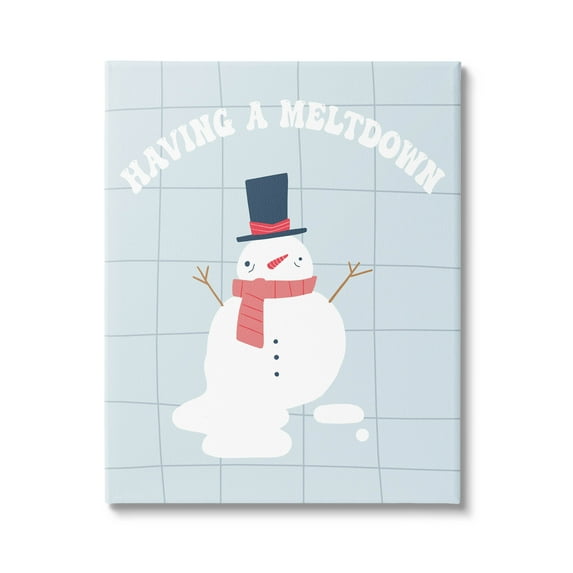 Having A Meltdown Funny Snowman Holiday Graphic Art Gallery Wrapped Canvas Print Wall Art