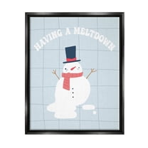 Having A Meltdown Funny Snowman Holiday Graphic Art Jet Black Framed Art Print Wall Art