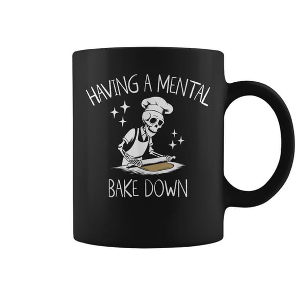 Having A Mental Bake Down Skeleton Baker Chef Bake Coffee Mugs