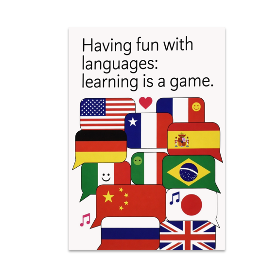 Having Fun with Languages Poster - Language Learning Enthusiast - 13x19 Poster Print