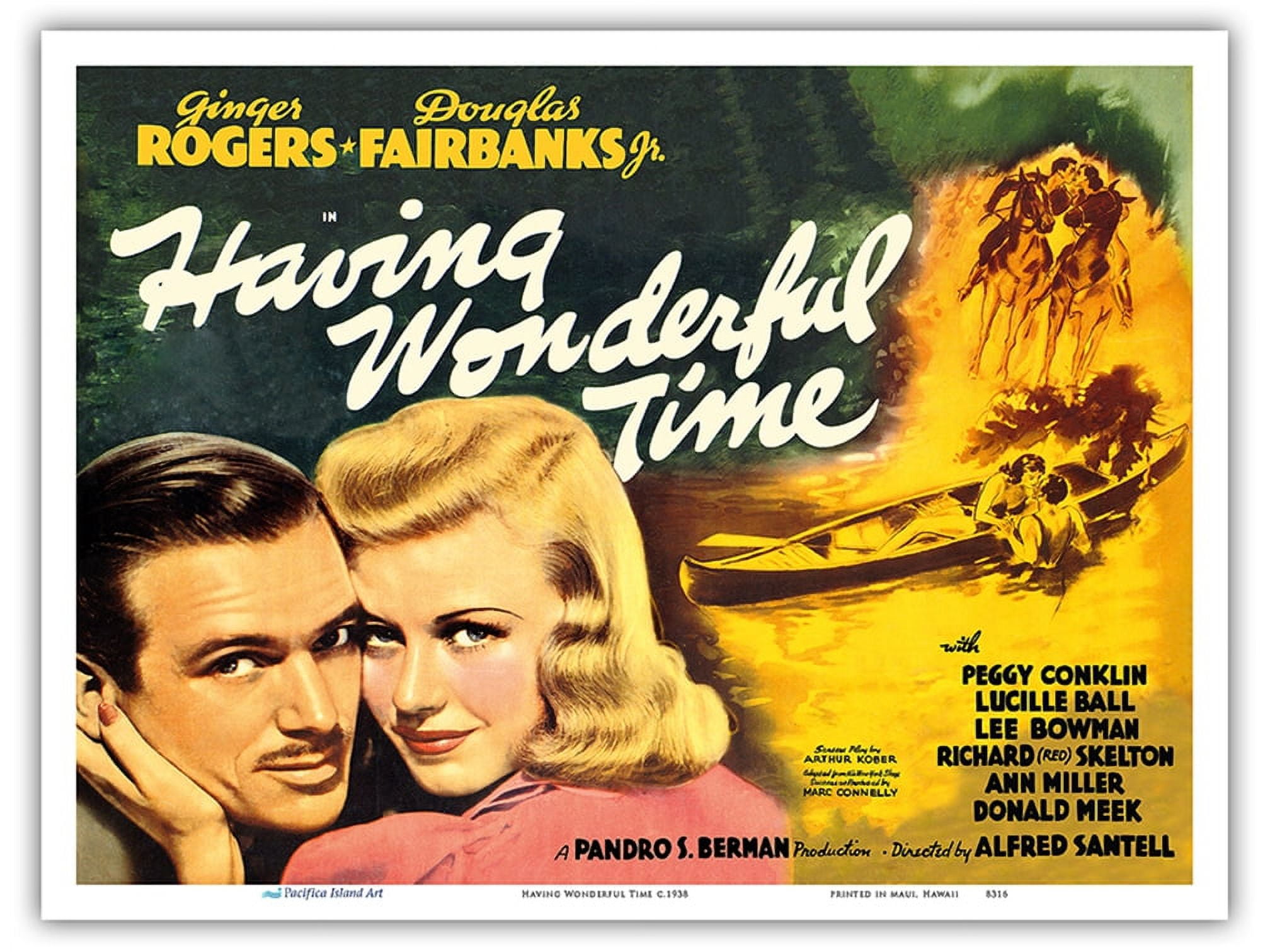 Having Wonderful Time Starring Ginger Rogers Douglas Fairbanks Jr. Vintage Film Movie Poster