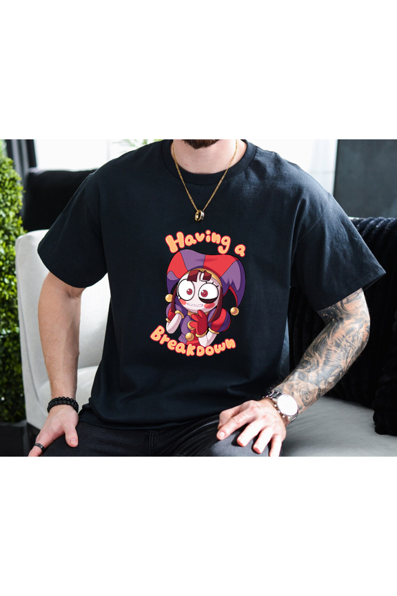 Having a Breakdown Jester Anime Cartoon Goth Emo Alt Unisex T-Shirt, up to size 3XL.