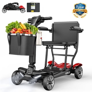 Havlo 37.5 lbs Lightweight Mobility Scooter for Seniors & Adults, Foldable 4-Wheel Travel Scooter with Removable Lithium Battery, 13-Mile Range, 270W Brushless Motor, for Shopping,Cruises,Red