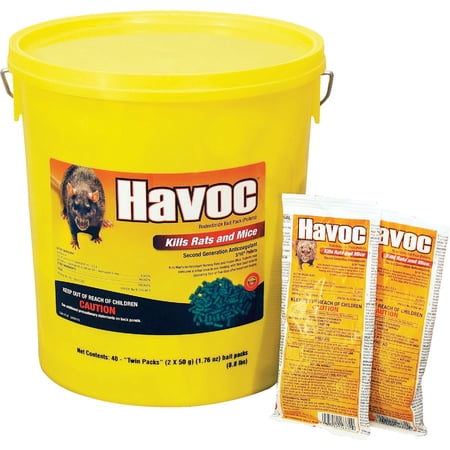 Neogen Havoc Rat & Mouse Bait - Rodenticide Trap, Solid Form - 40 Piece Count — Residential Use, Standard Application