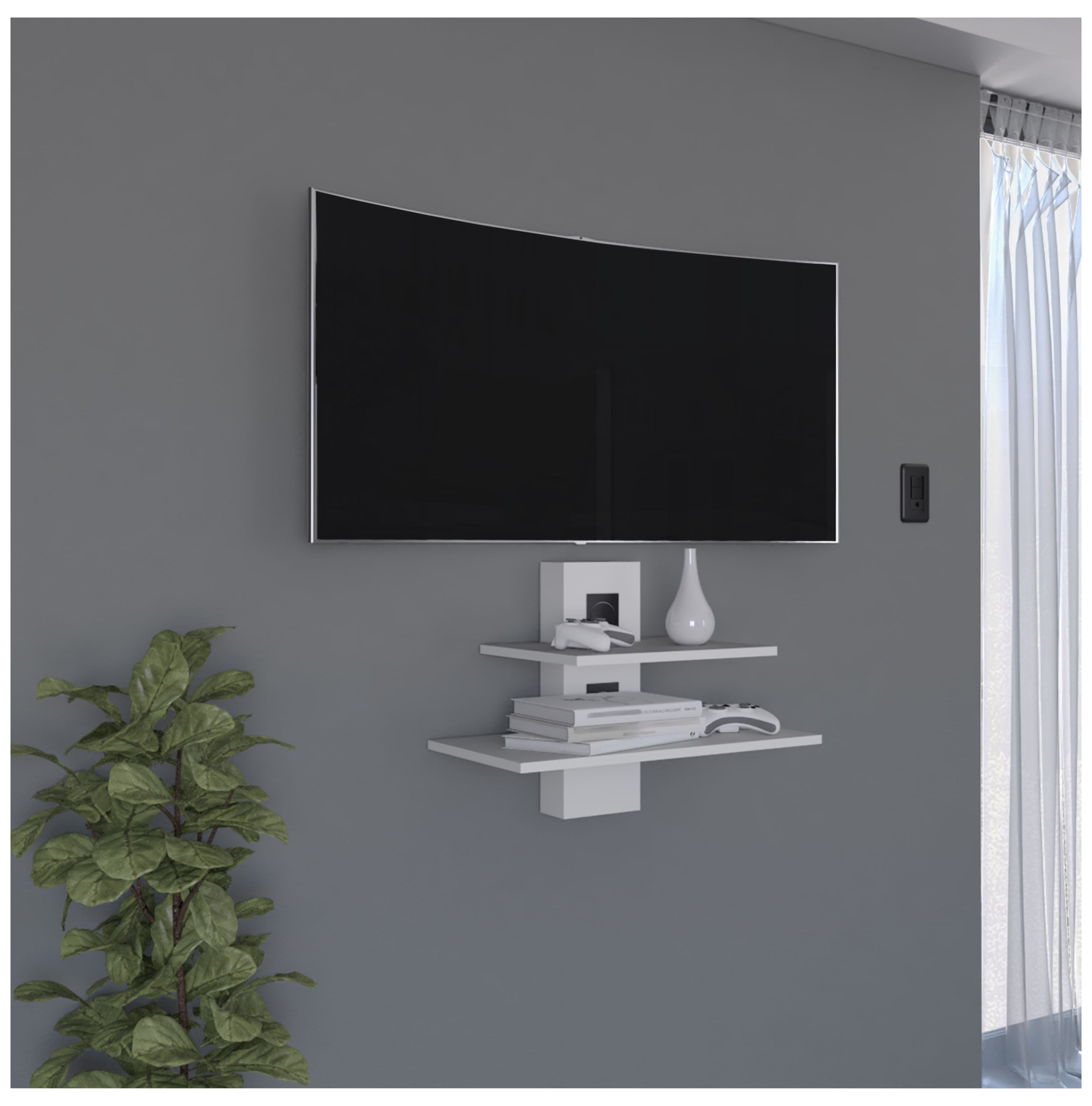 Havre Floating Shelf - Dual Shelf Wall Unit with Cable Management ...