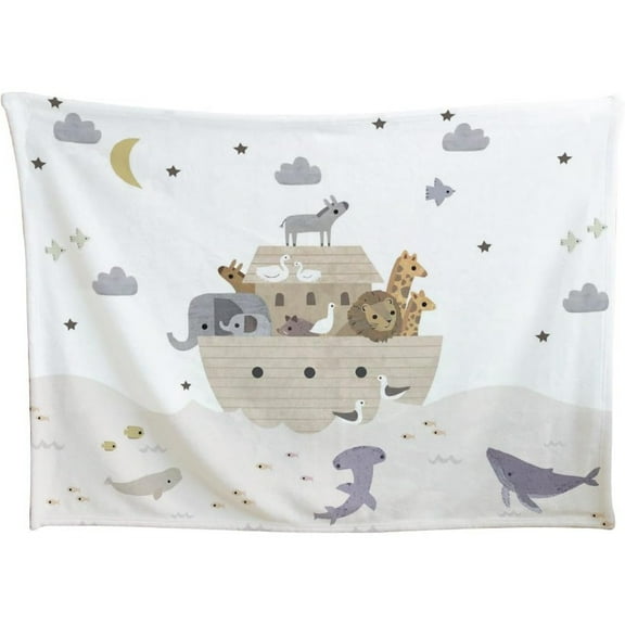 HawSkgFub Noah's Ark Youngsters Blanket Multi-Color Fantasy Animal Boat Design 40x50 Inch Flannel Fleece Throw for Youngsters & Youngsters Soft Lightweight