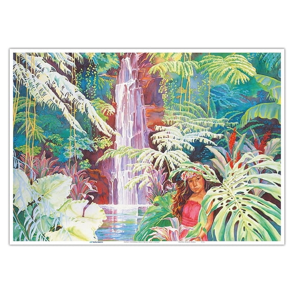 Hawai’i Waterfall Revisited (Ka Wailele Hoʻokipa Hou) - From an Original Watercolor Painting by Janet Stewart - Master Art Print 10in x 14in