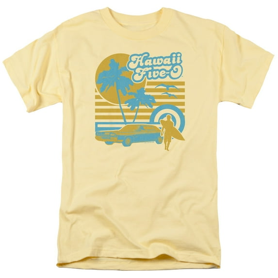 Hawaii 5 0 5 0 Surfer Adult 18/1 T-Shirt Banana