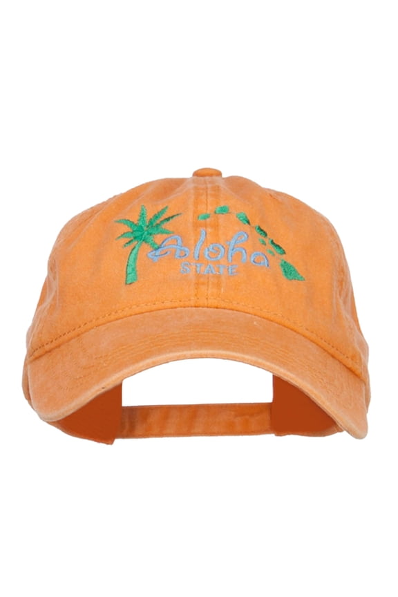 Hawaii Aloha State Embroidered Cap - Orange OSFM