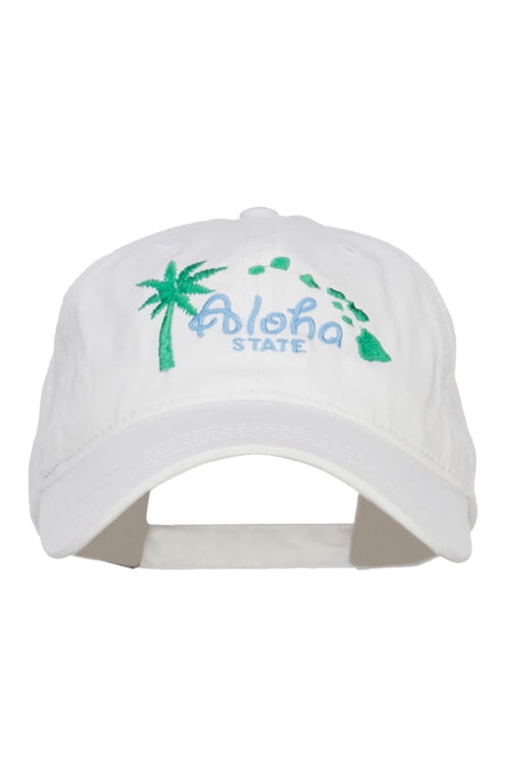 Hawaii Aloha State Embroidered Cap - White OSFM