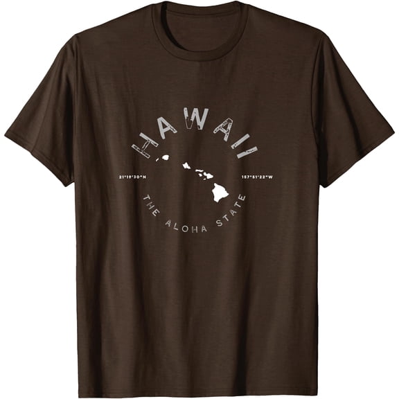 Hawaii Aloha State Graphic Vintage Retro Unisex T-Shirt for Men Women,Dark Chocolate Color,Size L