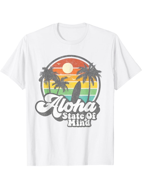 Hawaii Aloha State Hawaiian Beach Surfing Surf Vintage Gift Everyday T-Shirt, Size S-5XL