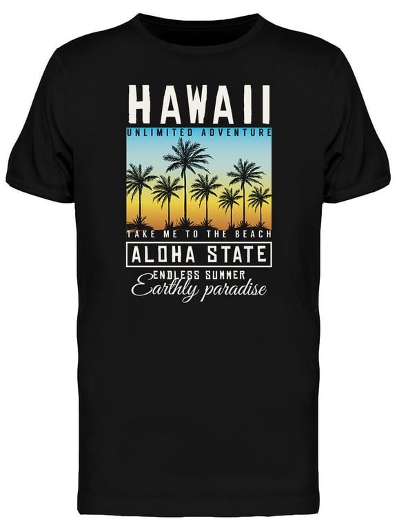 Hawaii Aloha State Typography T-Shirt Men -Image by Shutterstock, Male Small