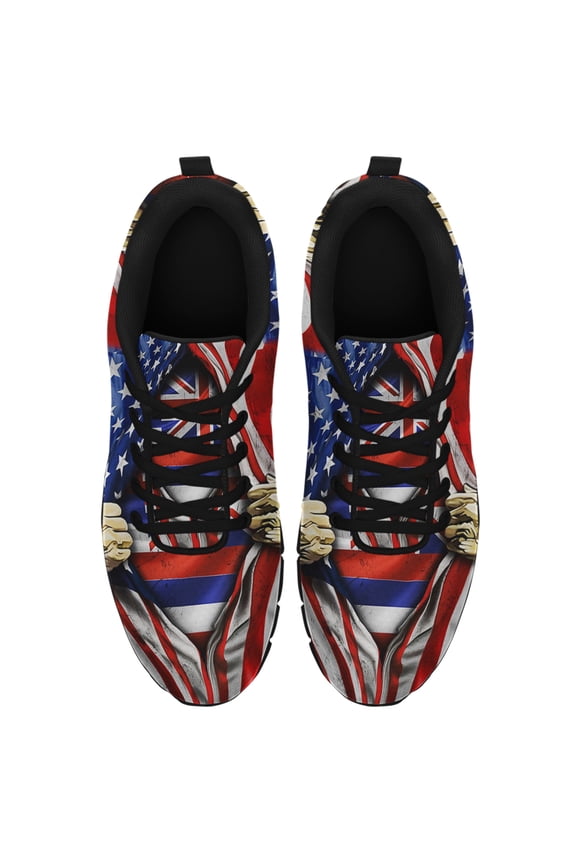 Hawaii American Flag Running Shoes Sneakers Mesh Black Size 3.5
