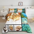 thumbnail image 1 of Hawaii Beach Decor Comforter Set Patchwork Starfish Bedding Set for Women Adults,Blue Ocean Quilt Conch Shell Twin Duvet Insert,Tropical Sand Coastal Creature Beach Room Decor, 1 of 5