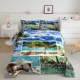 thumbnail image 1 of Hawaii Beach Decor Queen Comforter Set Patchwork Starfish Bedding Set for Women Adults,Blue Ocean Quilt Conch Shell Duvet Insert,Tropical Sand Coconut Palm Beach Room Decor, 1 of 5