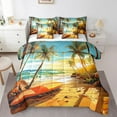 thumbnail image 1 of Hawaii Beach Full Comforter Set 7 Pieces Summer Holiday Bedding Comforter Sets, Ocean Surfing Sport Bed in a Bag Cartoon Surfboard Bedding Set, Tropical Palm Tree Bed Sheets Set, 1 of 4