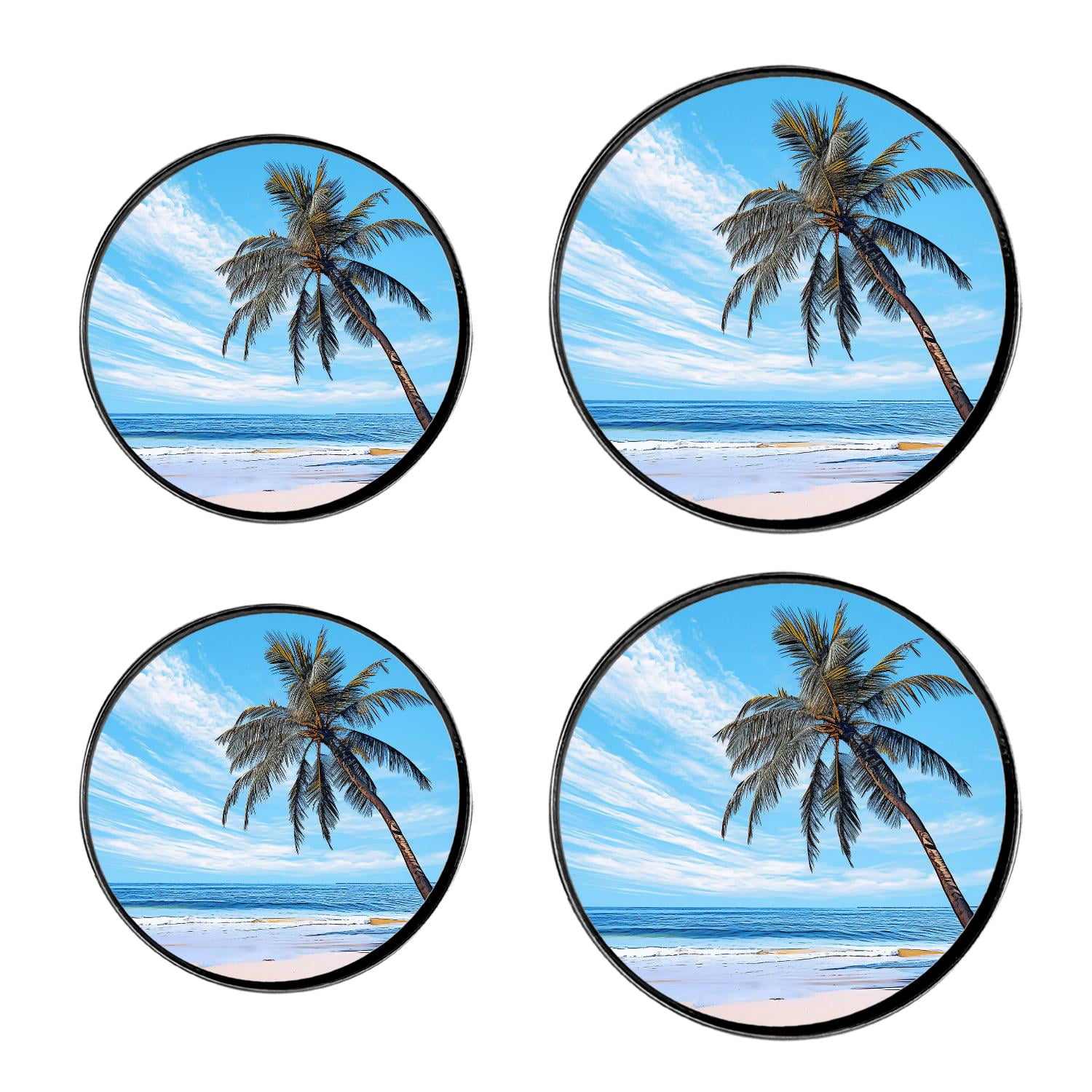 Hawaii Beach with Palm Trees Elegant Design Stove Burner Covers Set,Gas