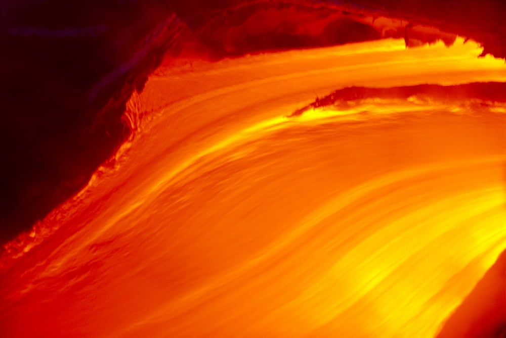 Hawaii Big Island Close-Up Of Glowing Lava Flow Volcano B1575 Canvas Art - Erik Aeder  Design Pics (38 x 24)