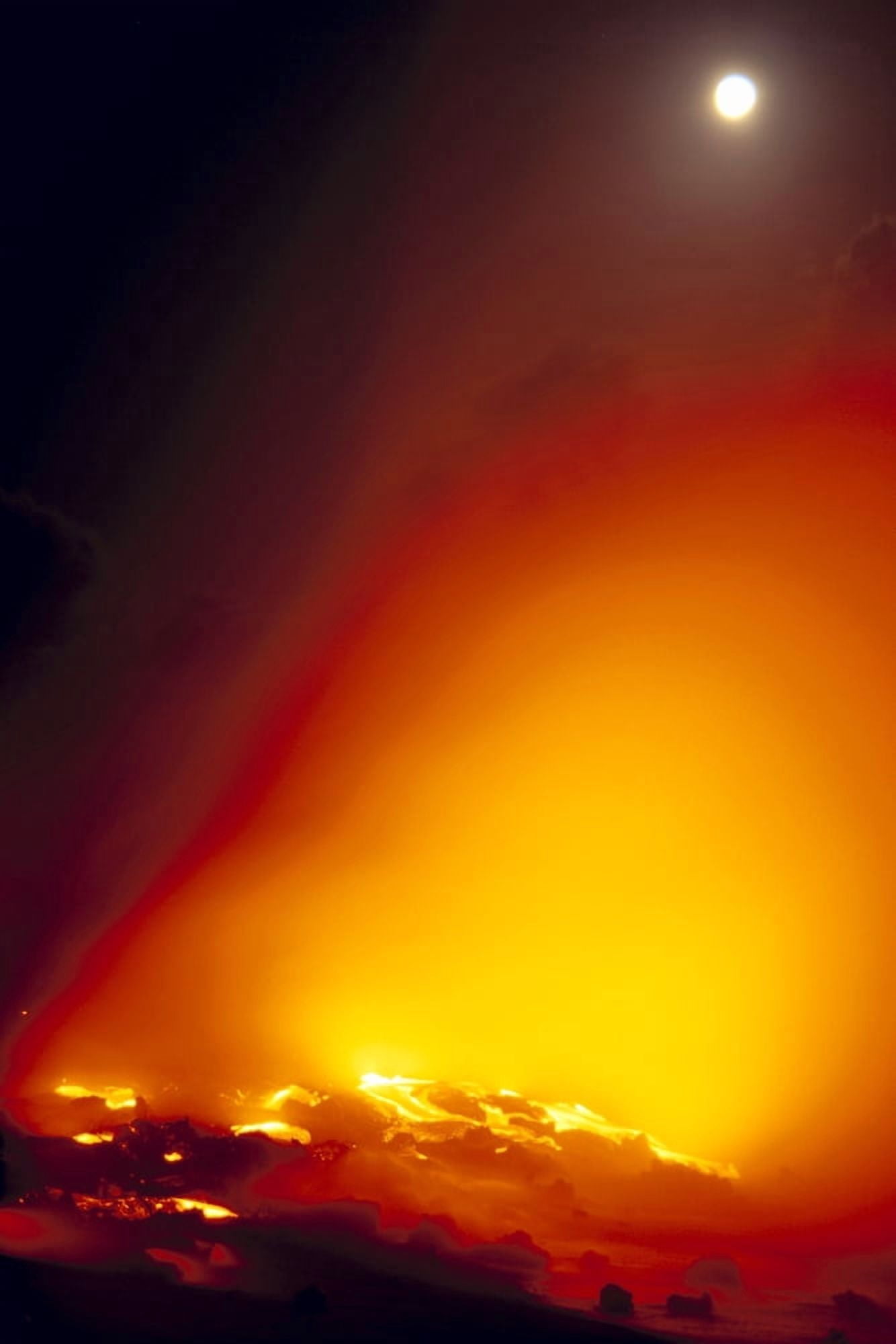 Hawaii Big Island Hawaii Volcanoes National Park Full Moon Over Lava Flow Night C1633 Canvas Art - Peter French Design Pics (24 x 38)