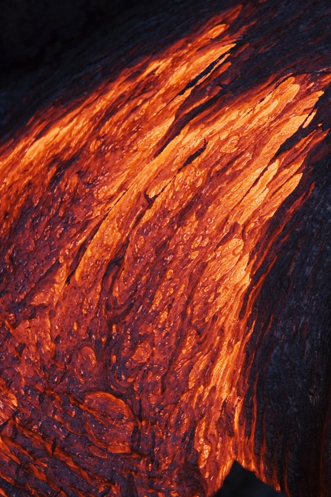 Hawaii Big Island Hawaii Volcanoes National Park Kilauea Volcano Detail Of Molten Pahoehoe Lava Flowing Downward Canvas Art - Ron Dahlquist Design Pics (11 x 17)