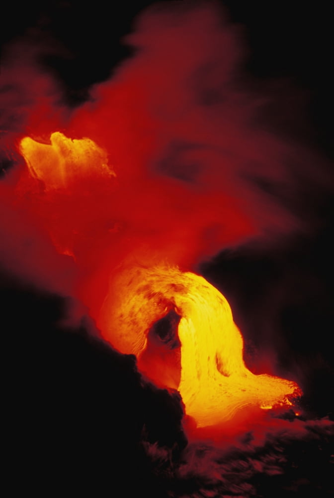 Hawaii Big Island Kamoamoa Lava Into Sea Canvas Art - Allan Seiden Design Pics (11 x 17)