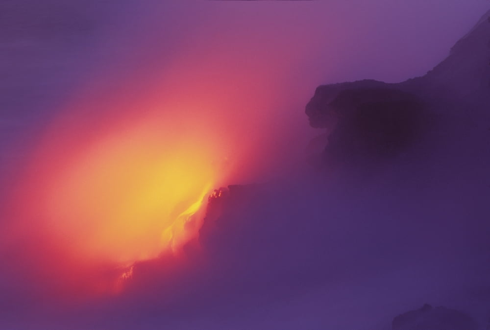 Hawaii Big Island Lava Meets The Ocean Steam Rock Canvas Art - Robert Sablan Design Pics (17 x 11)