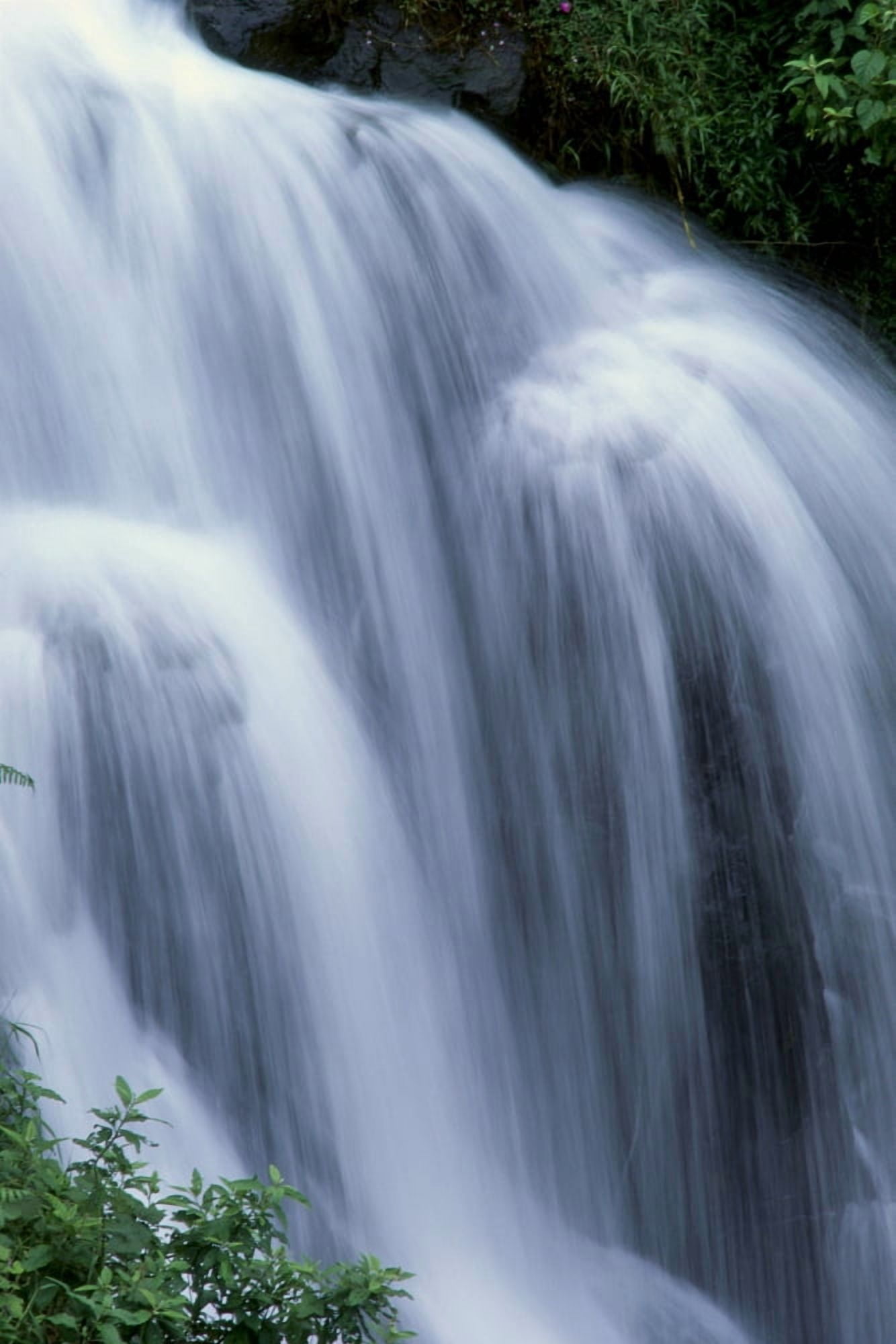 Hawaii Big Island One Of Many Waterfalls Along Hamakua Coast Blur Action B1608 Canvas Art - Robert Sablan  Design Pics (24 x 38)