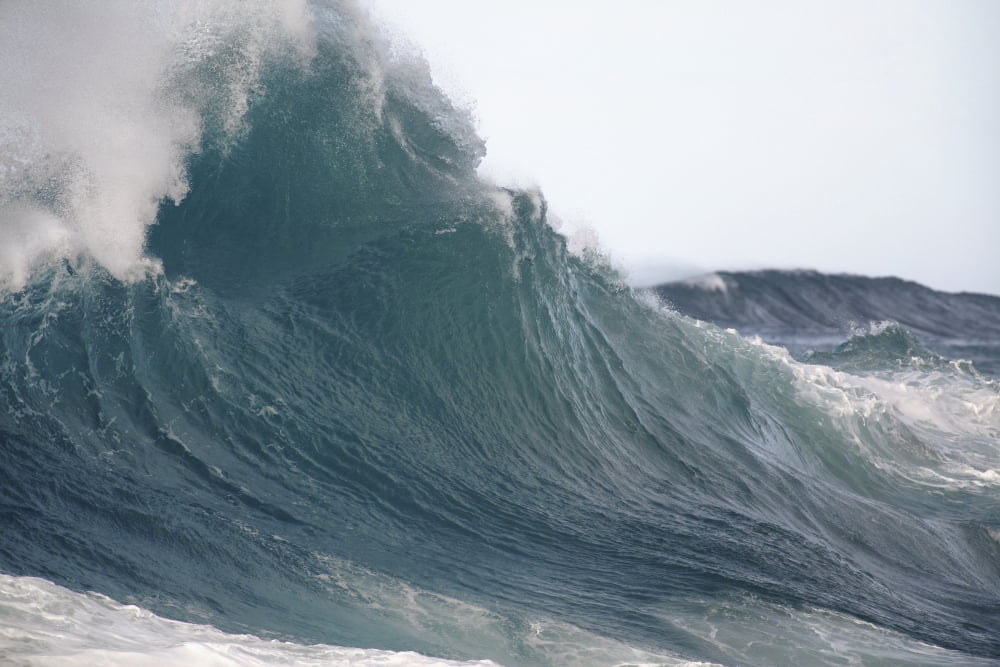 Hawaii Big powerful wave break Canvas Art - Vince Cavataio Design Pics (36 x 24)