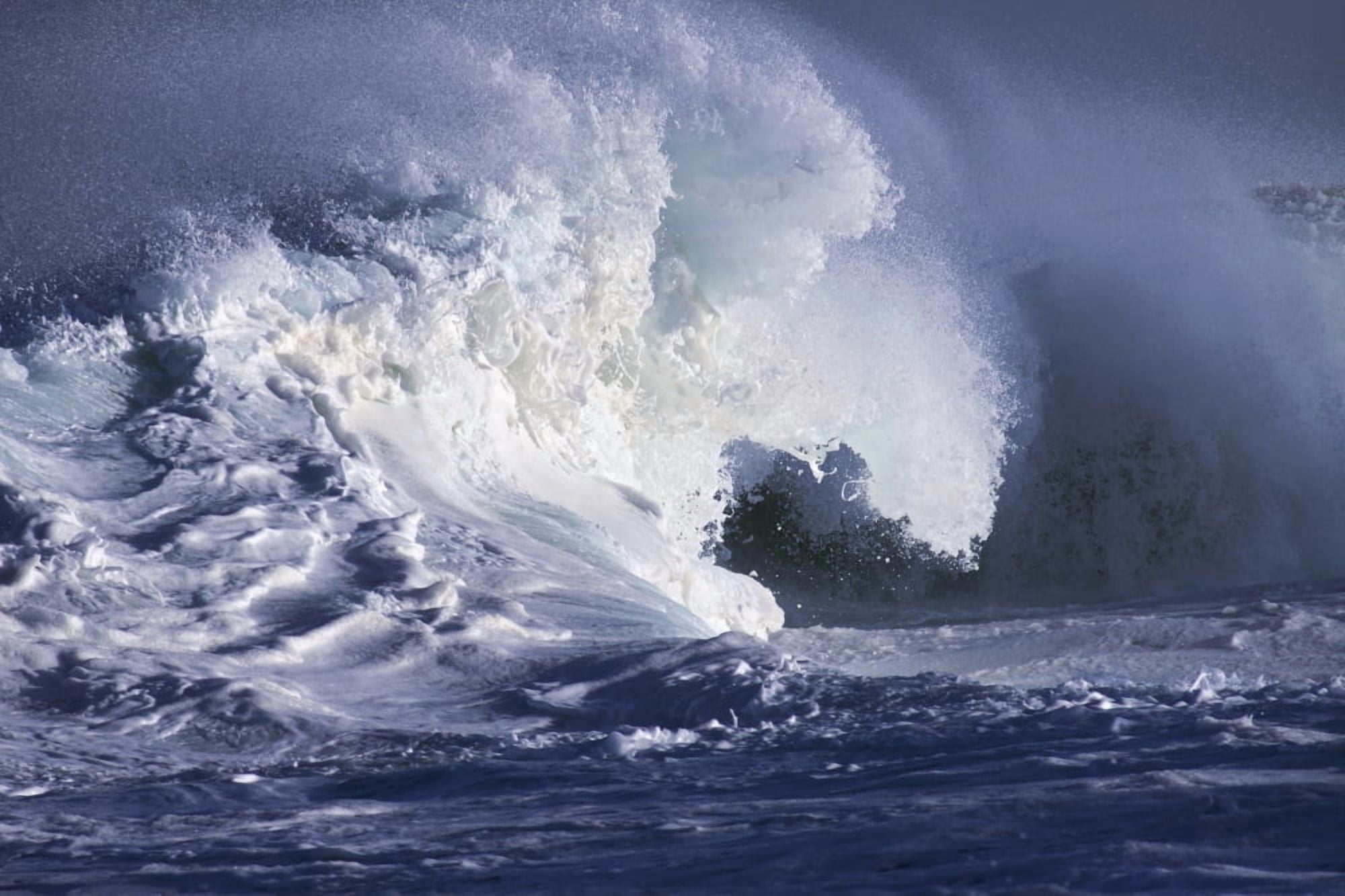 Hawaii Big powerful wave break Canvas Art - Vince Cavataio Design Pics (38 x 24)