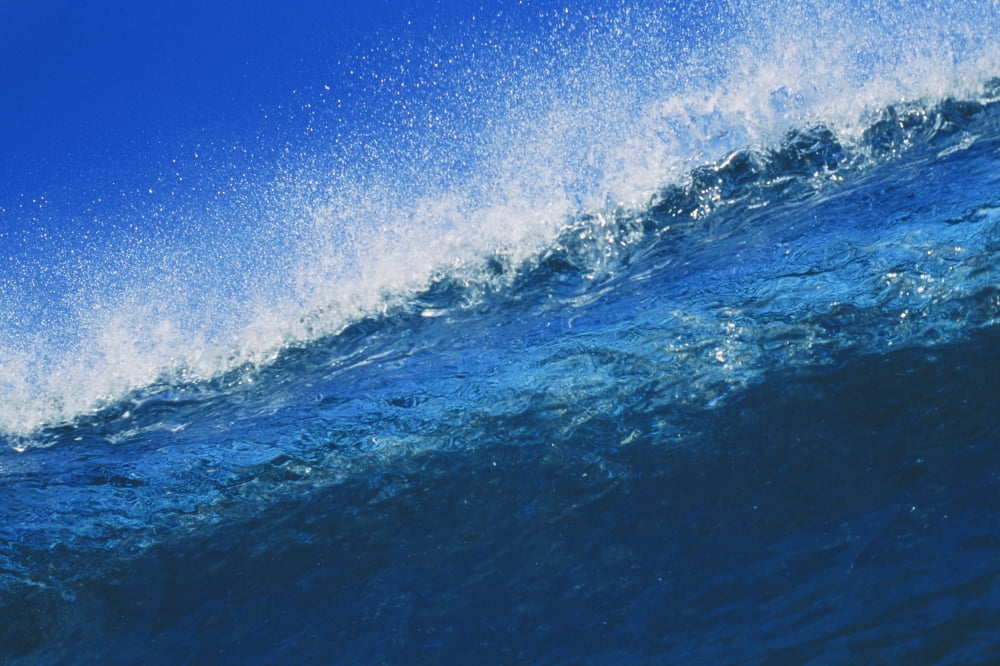 Hawaii Bright Blue Wave At Its Peak With White Wash Blue Sky Canvas Art - Liysa Swart Design Pics (19 x 12)