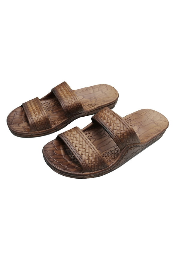Hawaii Brown or Black Jesus Sandal Slipper for Men Women and Teen Classic Style (Womens size 8, Brown)