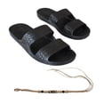 thumbnail image 1 of Hawaii Brown or Black Jesus sandal Slipper for Men Women and Teen Classic Style  With Natural Hemp Bracelet (Women size 7, Black), 1 of 5