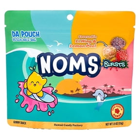 NOMS Bursts, Li Hing Lemon Peel Hawaii Gummy Candy, Sweet and Sour, 1.9 oz, Resealable Bag