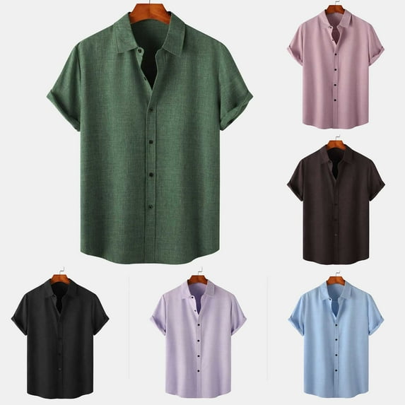 Hawaii Casual Shirts Retro Bowling Shirts for Men Short Sleeve Linen Shirts Summer Classic Shirts for Holiday