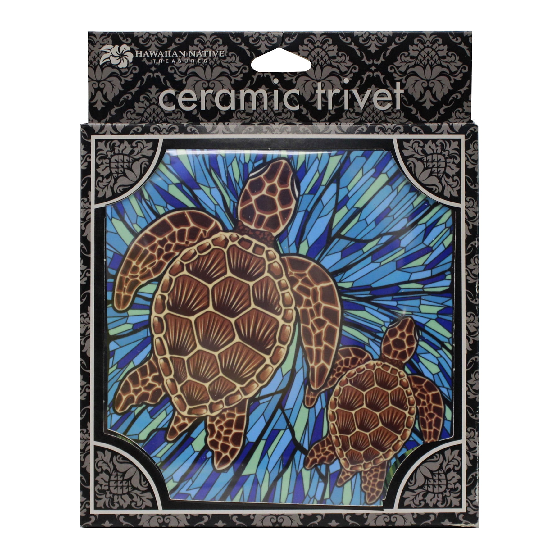 Hawaii Ceramic Tile Trivet Blue Honu Turtle