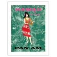 thumbnail image 1 of Hawaii by Clipper - Hawaiian Hula Dancer - Pan American World Airways - Vintage Hawaiian Travel Poster by Al Moore c.1962 - Bamboo Fine Art 290gsm Paper (Unframed) 17x22in, 1 of 4