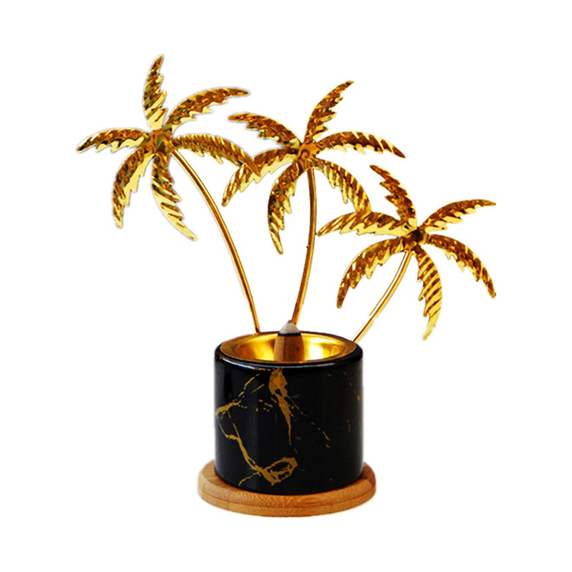 Hawaii Coconut Tree Ceramic Incense Burner, Black Bottom