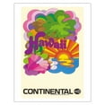 thumbnail image 1 of Hawaii - Continental Airlines - Psychedelic Art - Vintage Airline Travel Poster c.1960s - Fine Art Matte Paper Print (Unframed) 11x14in, 1 of 4