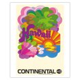 thumbnail image 1 of Hawaii - Continental Airlines - Psychedelic Art - Vintage Airline Travel Poster c.1960s - Fine Art Matte Paper Print (Unframed) 16x20in, 1 of 4