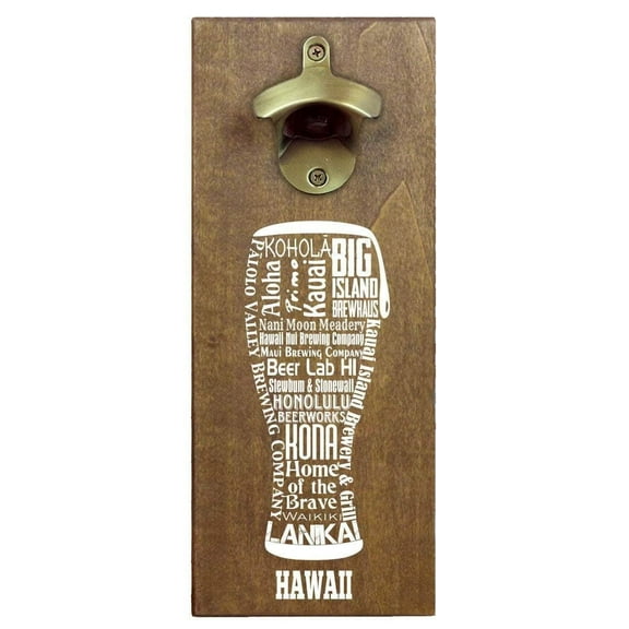 Torched Beer Bottle Opener Magnetic Cap Catcher  12" x 5" x 2.5" Hawaii