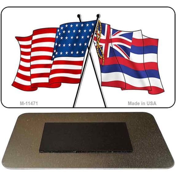 Hawaii Crossed US Flag Novelty Metal Magnet M-11471 3.5" x 2" Magnet (M)