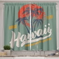 thumbnail image 1 of Hawaii Curtains 2 Panels Set, Surfing Water Sport Palm Tree Orange Sun, Window Drapes for Living Room Bedroom, 55"W X 39"L,Pale Reseda Green Vermilion Earth Yellow Dark Lavender, by Ambesonne, 1 of 3